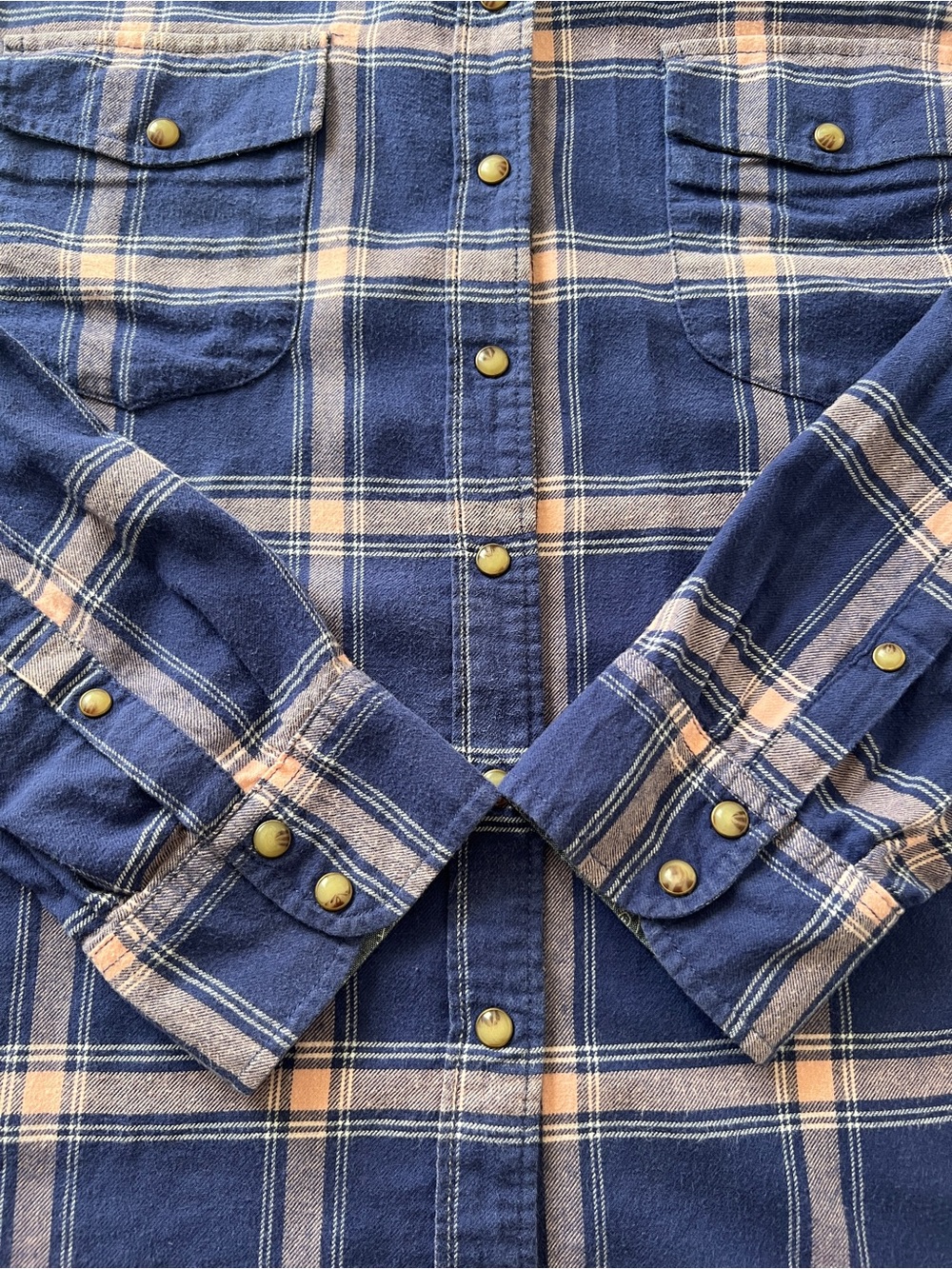 Jachs Girlfriend XL Blue Pink Plaid Western Snap Shirt Cotton Stretch Flannel - Picture 9 of 15